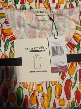 Vera Bradley Pepper Print Henley Night Dress in Red, Yellow, Green